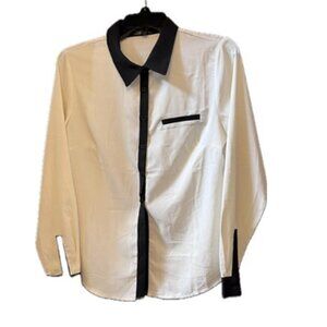 NWOT Allegra K cream and black button down blouse size small